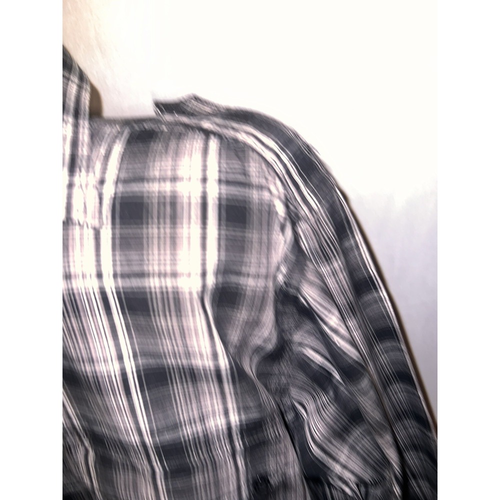 Reputation 92 Mens Plaid Button Down Shirt Black White XL Long Sleeve Epaulets - Picture 3 of 5